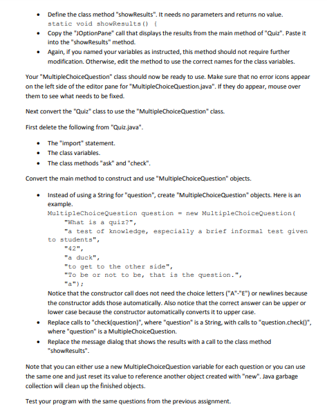 Solved In this assignment, you will again modify your Quiz | Chegg.com