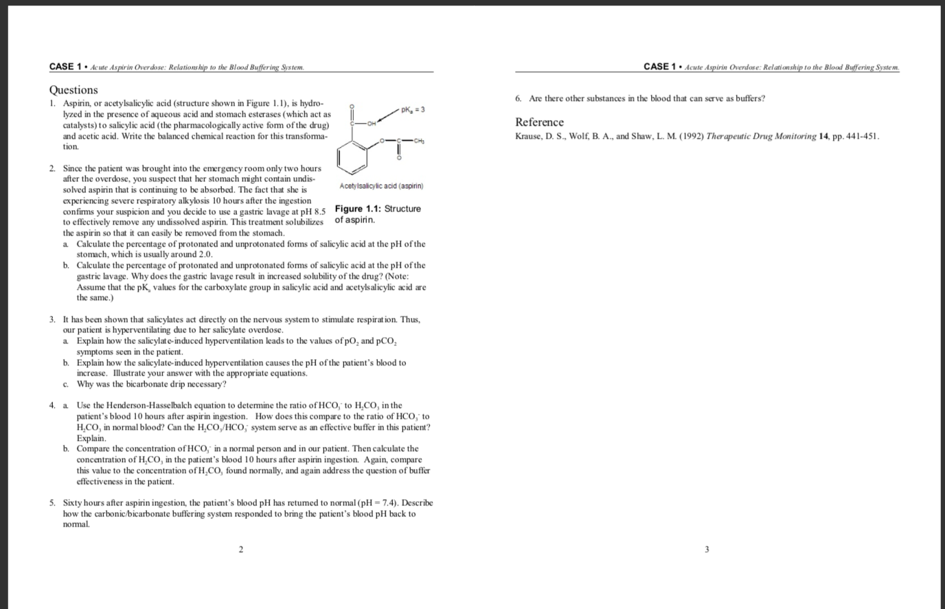 Case 1 Acute Aspirin Overdose Relationship To The Chegg Com