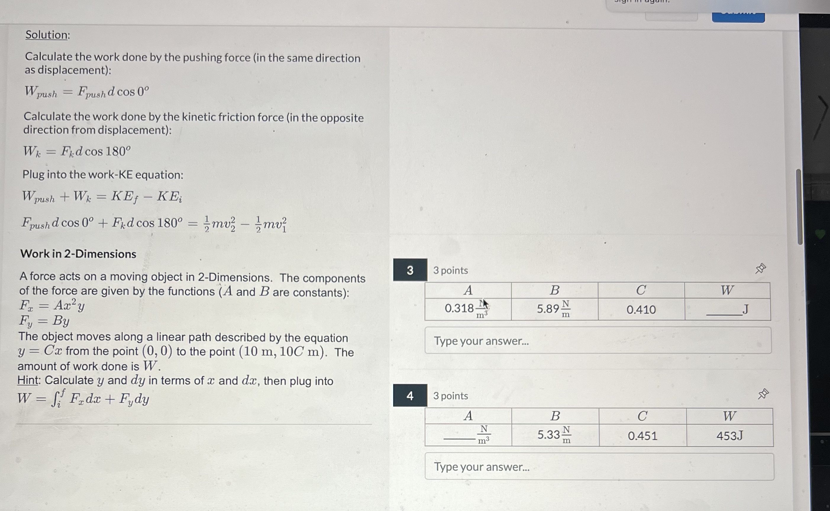 Solved Solution: Calculate the work done by the pushing | Chegg.com