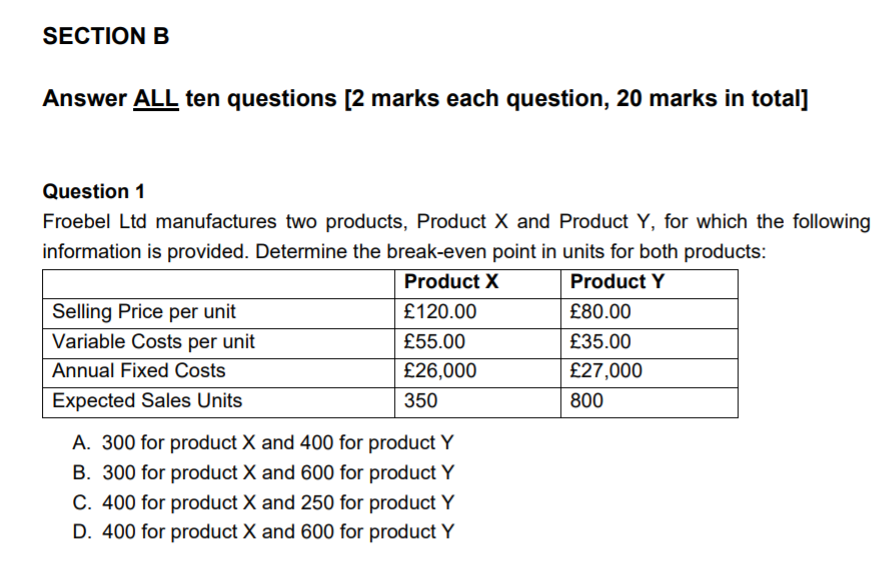 Solved SECTION B Answer ALL Ten Questions [2 Marks Each | Chegg.com