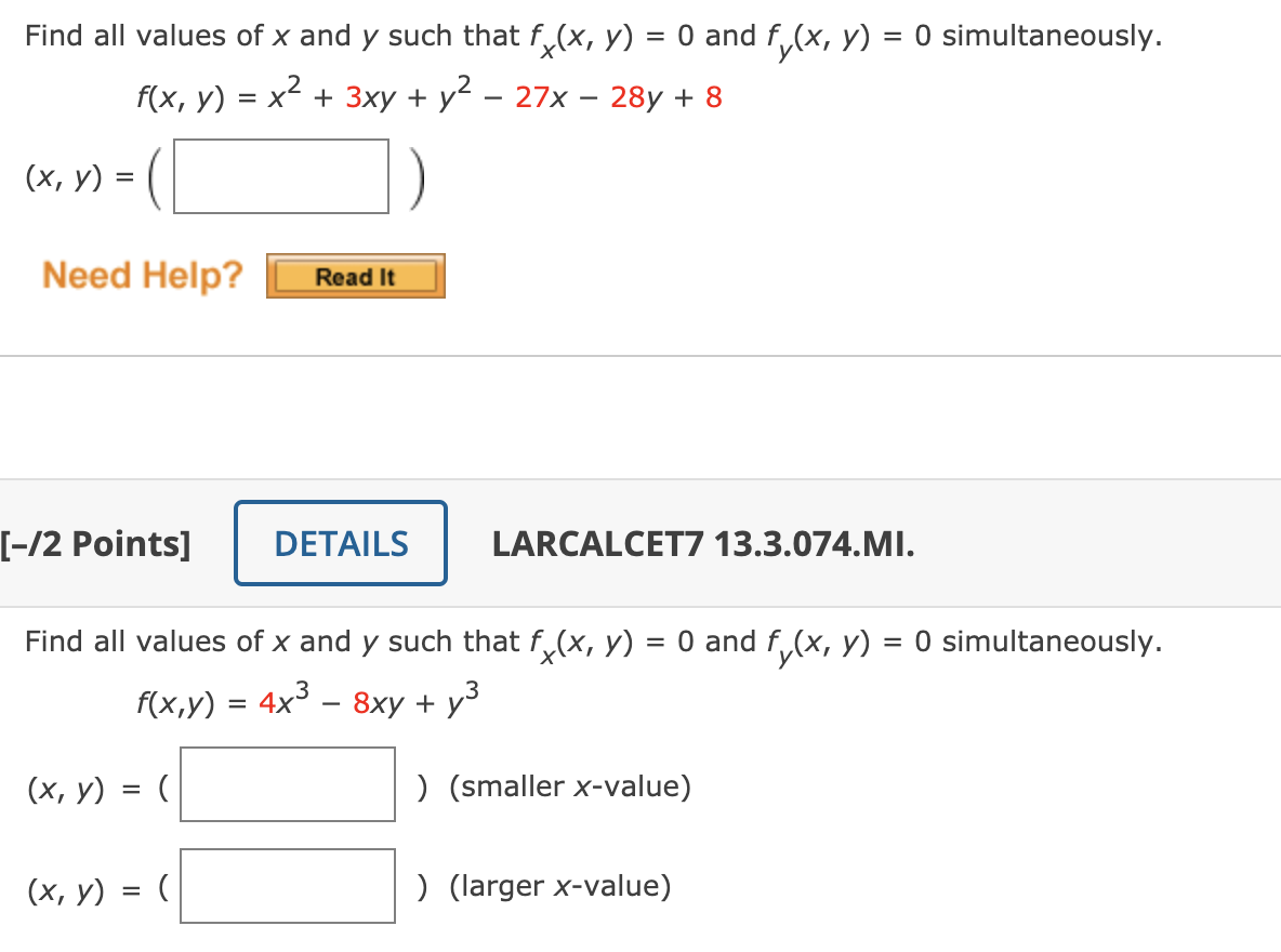 Solved Find All Values Of X And Y Such That Fx X Y And Chegg Com