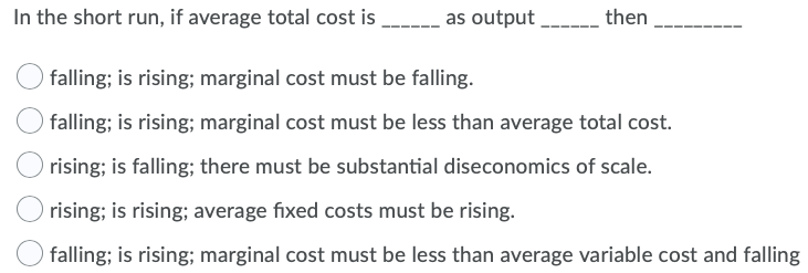 Solved In The Short Run, If Average Total Cost Is As Output | Chegg.com