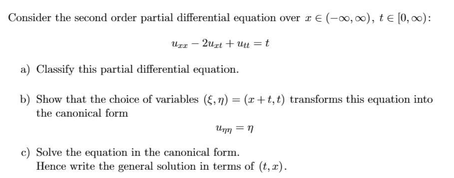 Solved Consider the second order partial differential | Chegg.com