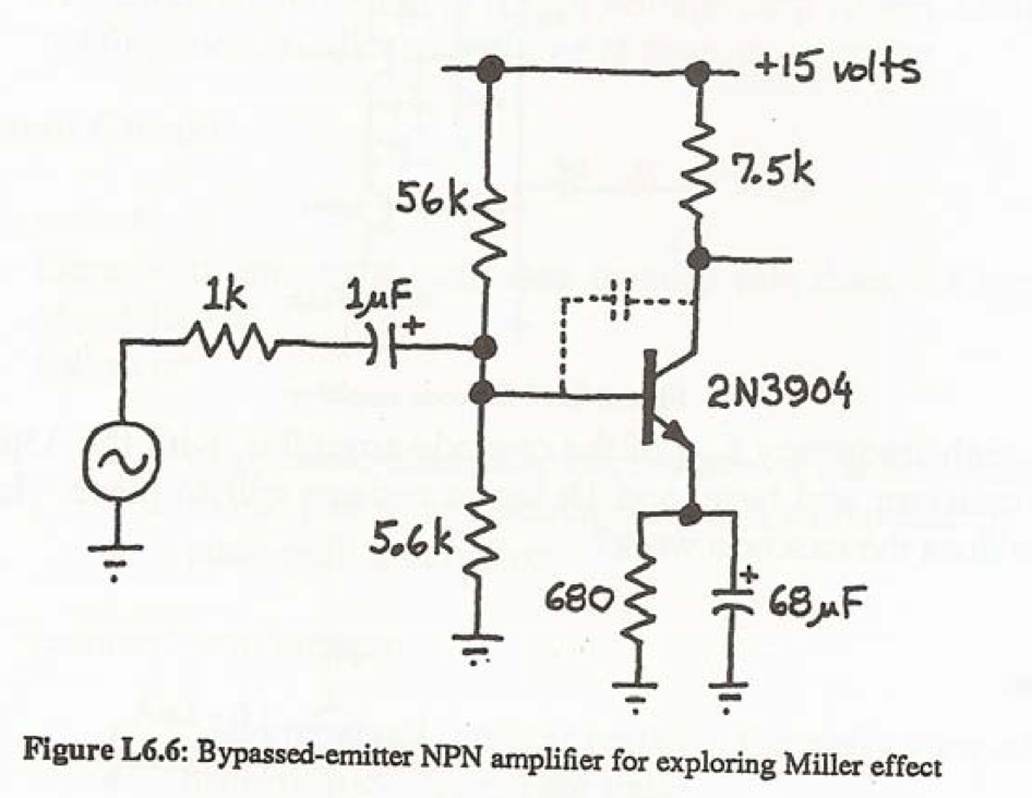 Miller effect. Using Multisim, build the circuit(s)