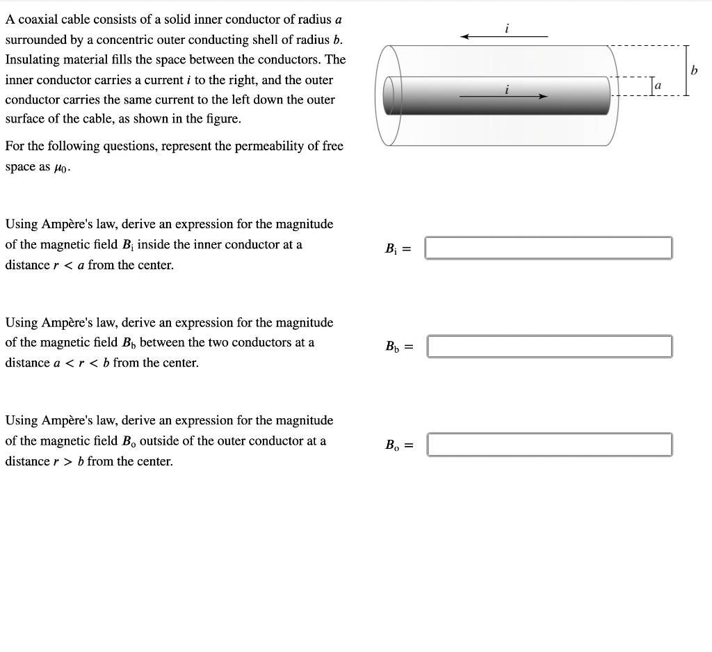 Solved A coaxial cable consists of a solid inner conductor