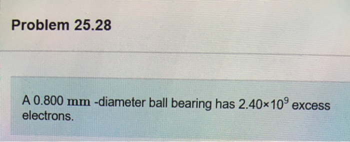 Solved Problem 25.28 A 0.800 mm -diameter ball bearing has | Chegg.com