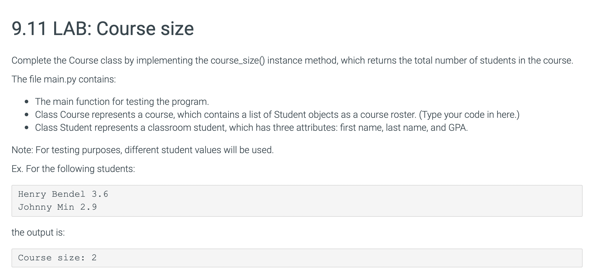 Solved Complete the Course class by implementing the | Chegg.com