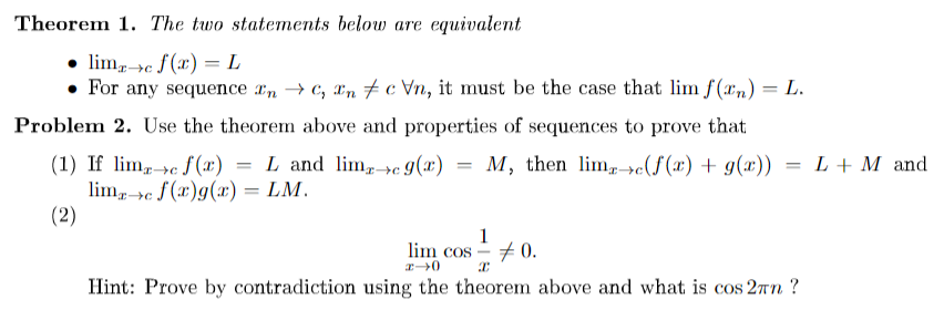 Solved Theorem 1 The Two Statements Below Are Equivalent Chegg Com