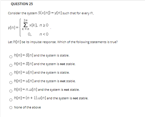 Solved Question 25 Consider The System S X N V N Suc Chegg Com