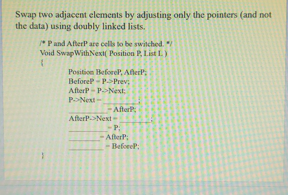 Solved Swap two adjacent elements by adjusting only the | Chegg.com