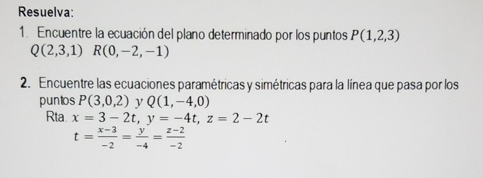 Resuelva: 1. Encuentre La Ecuación Del Plano | Chegg.com