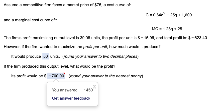 Solved Assume a competitive firm faces a market price of | Chegg.com
