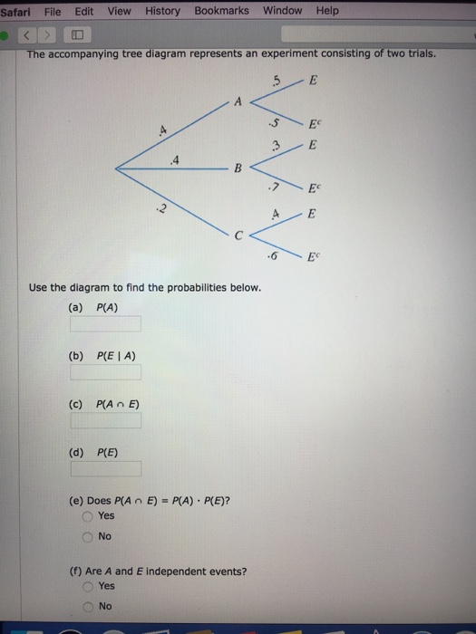 Solved The accompanying tree diagram represents an | Chegg.com