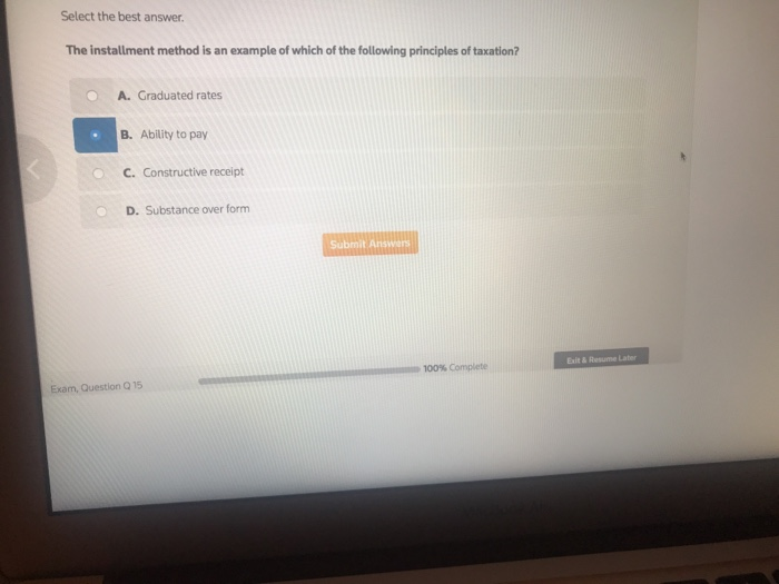 Solved Select the best answer The installment method is an | Chegg.com