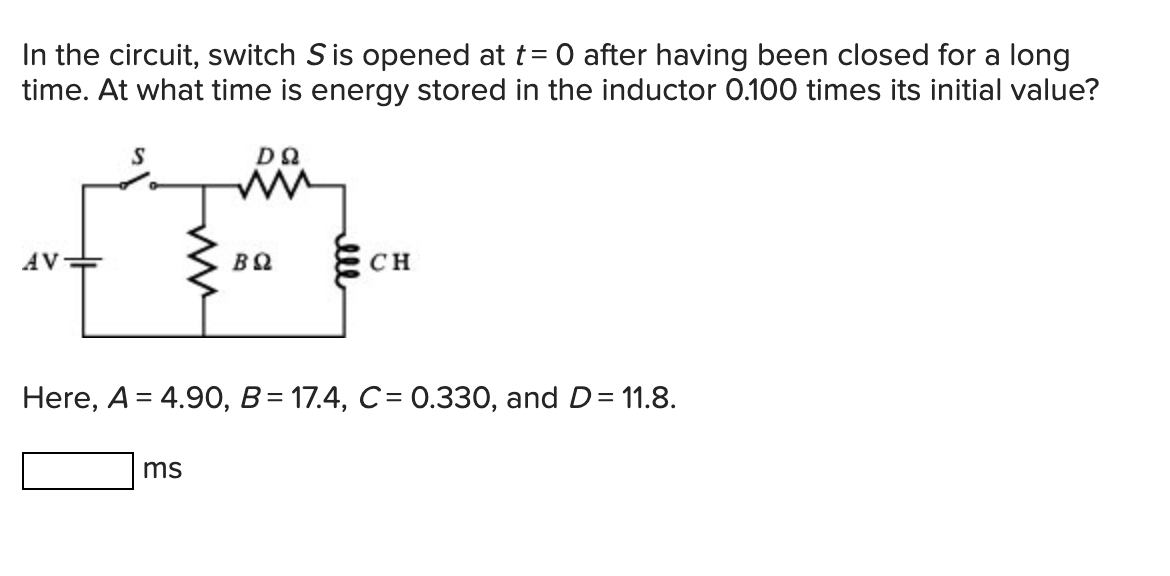 Solved In the circuit, switch S is opened at t=0 after | Chegg.com