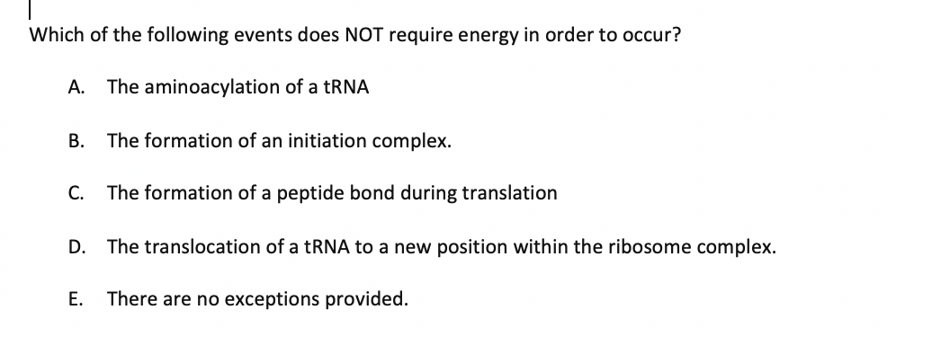 Solved Which of the following events does NOT require energy | Chegg.com