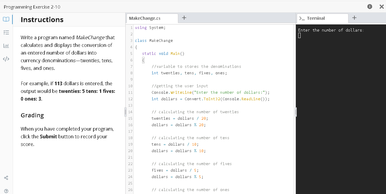 Solved Programming Exercise 2-10 X LT) Instructions | Chegg.com