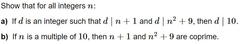 Solved Show that for all integers n : a) If d is an integer | Chegg.com