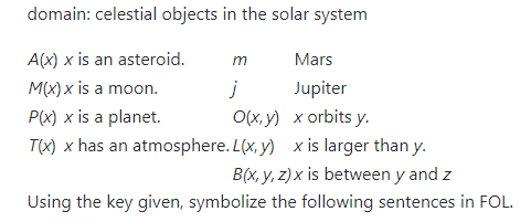 Solved Domain Celestial Objects In The Solar System M A Chegg Com