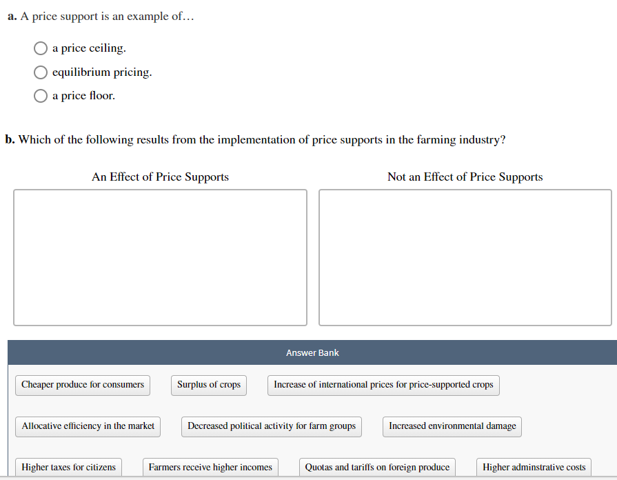 Solved A A Price Support Is An Example Of O A Price C