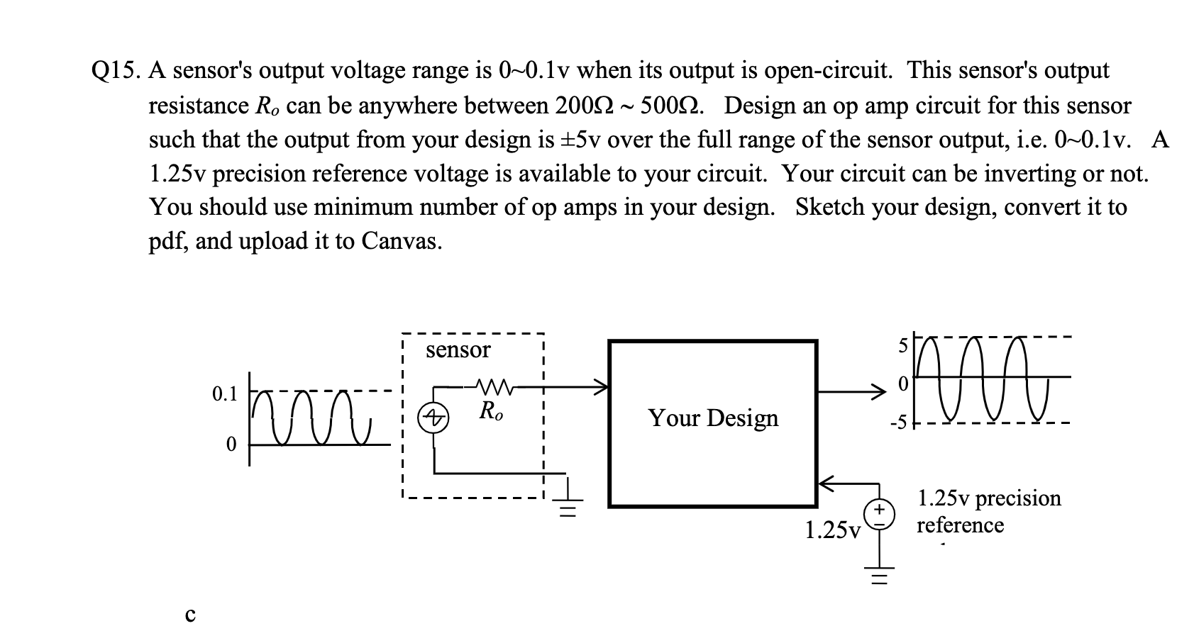 Solved Q15. ﻿A sensor's output voltage range is 0∼0.1v ﻿when