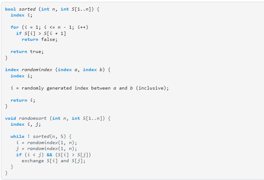 Solved Consider the following Random Sort algorithm that, in | Chegg.com