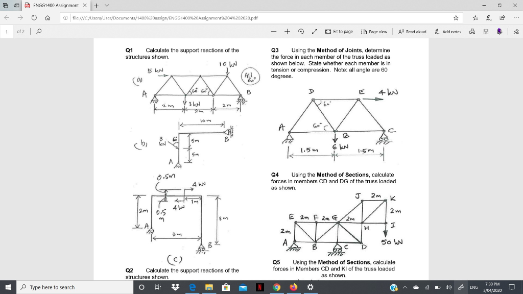 Solved Engg1400 Assignment X V O File C Users Use Chegg Com