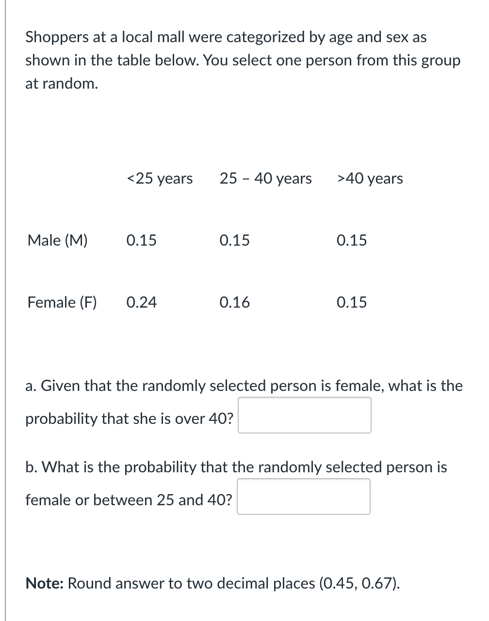 Solved Shoppers at a local mall were categorized by age and | Chegg.com