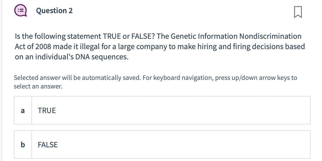 Solved Is the following statement TRUE or FALSE? The Genetic | Chegg.com