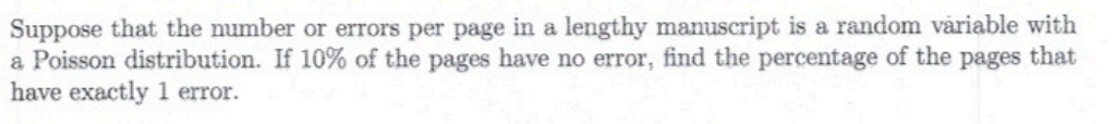 Solved Suppose that the number or errors per page in a | Chegg.com