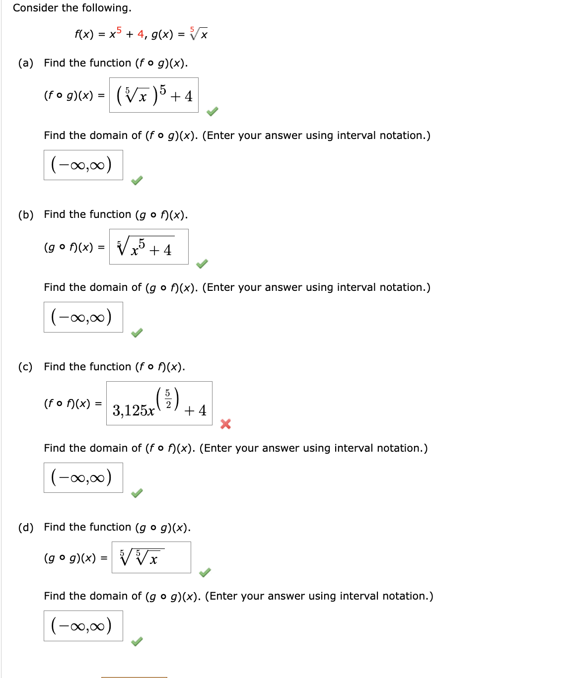 Solved Consider The Following F X X5 4 G X 5x A Find