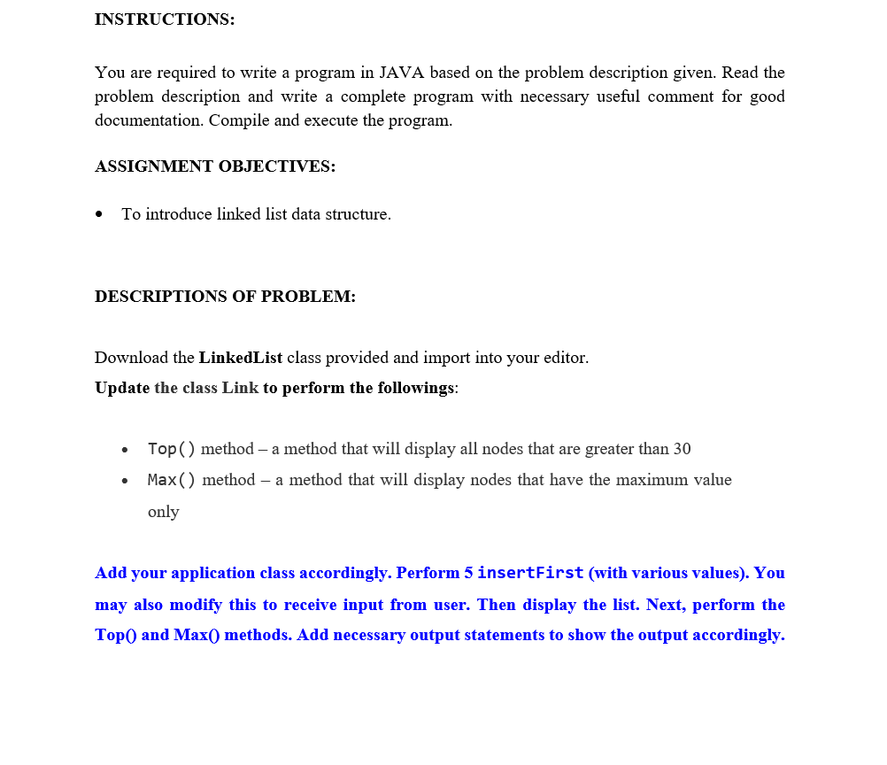 Solved // linkList.java // demonstrates linked list // to | Chegg.com