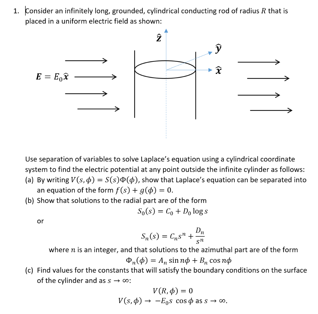 Solved 1 Konsider An Infinitely Long Grounded Cylindri Chegg Com