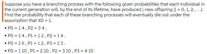 Solved Suppose you have a branching process with the | Chegg.com