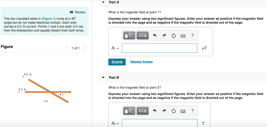 Solved Part A Review What is the magnetic field at point 1? | Chegg.com