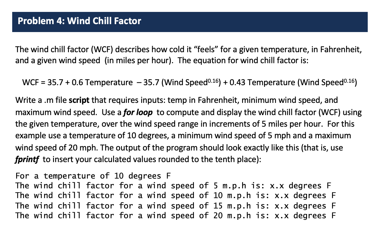 solved-problem-4-wind-chill-factor-the-wind-chill-factor