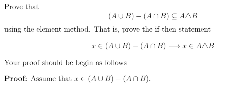 Solved Prove That (AUB) - (ANB) C AAB Using The Element | Chegg.com