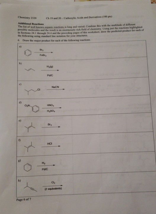 Solved Chemistry 2320 Ch19 and 20 - Carboxylic Acids and | Chegg.com