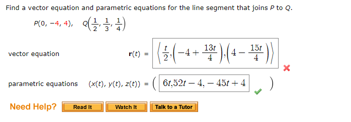 Solved Find a vector equation and parametric equations for | Chegg.com