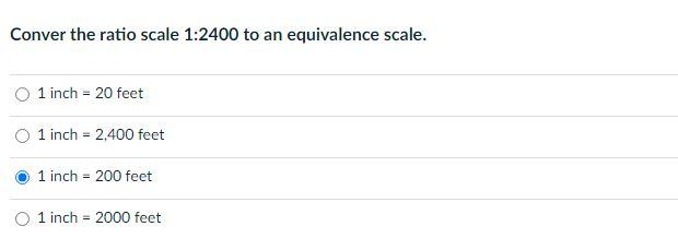 Solved Conver the ratio scale 1:2400 to an equivalence | Chegg.com