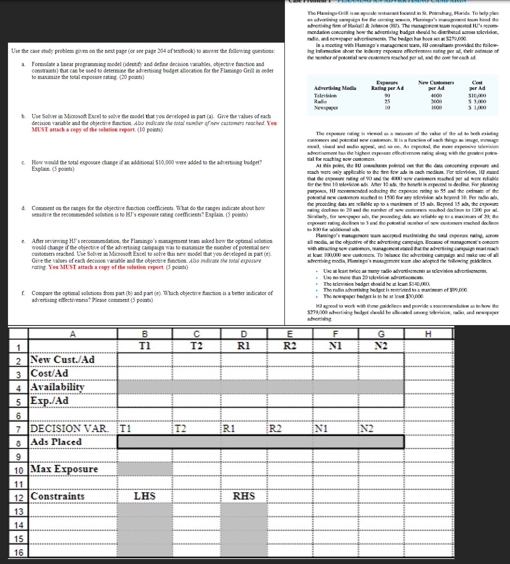 Solved DEAR CHEGG SOLVER, ONLY USE THE EXCEL TEMPLATE | Chegg.com