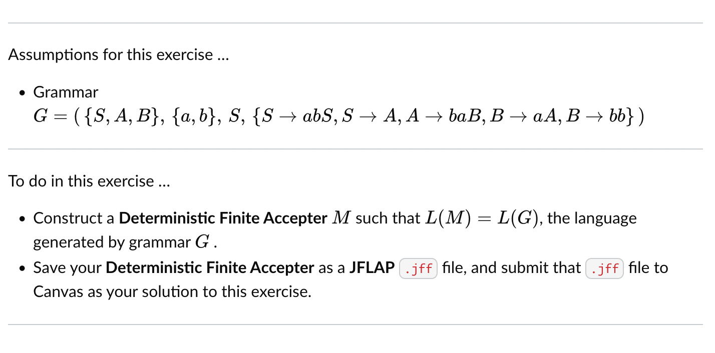 Solved Assumptions for this exercise ... - Grammar | Chegg.com