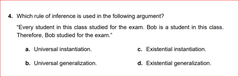 Solved 4. Which rule of inference is used in the following | Chegg.com