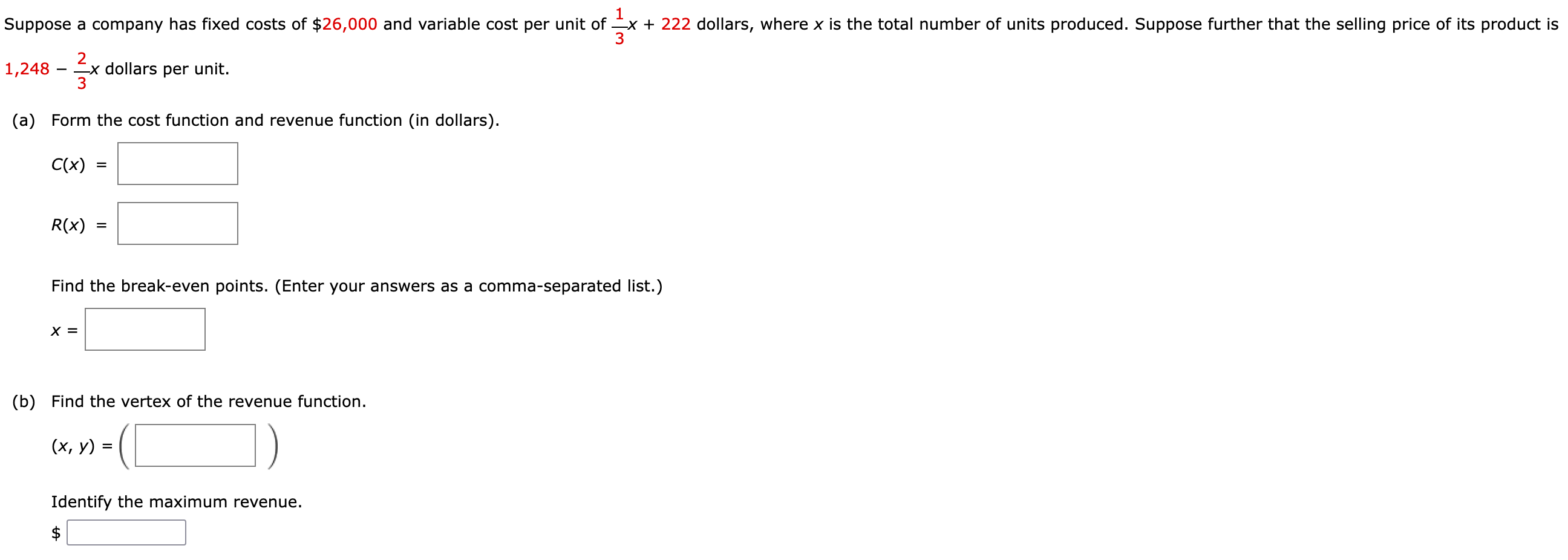 Solved Suppose a company has fixed costs of $26,000 and | Chegg.com