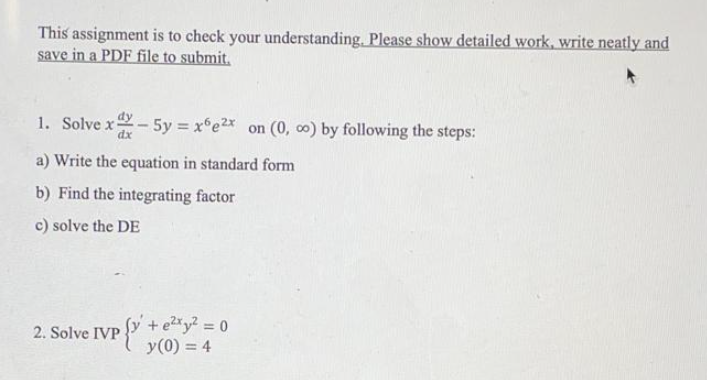 Solved This assignment is to check your understanding. | Chegg.com