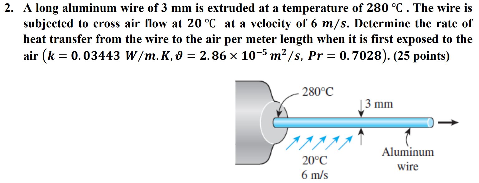 Solved 2. A long aluminum wire of 3 mm is extruded at a | Chegg.com