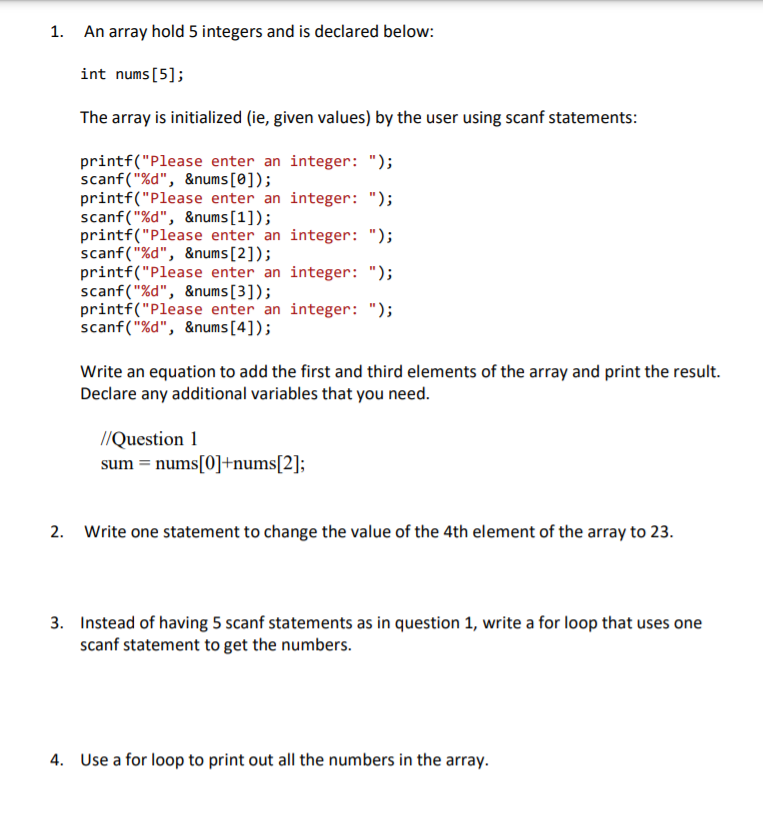 Solved 5. Use a for loop to print out all the numbers in | Chegg.com