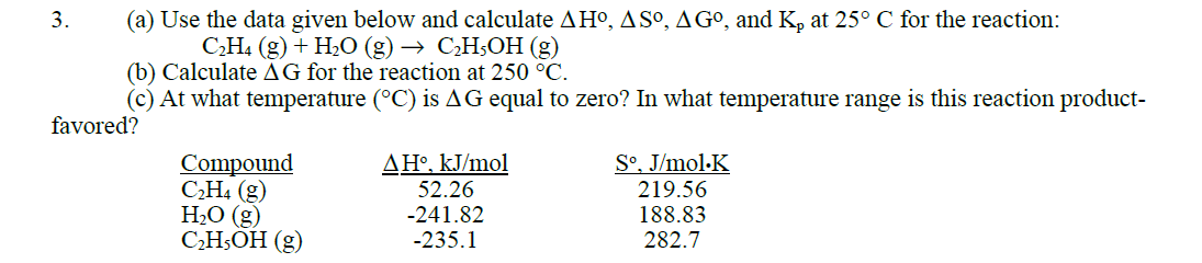 Solved 3. (a) Use the data given below and calculate | Chegg.com