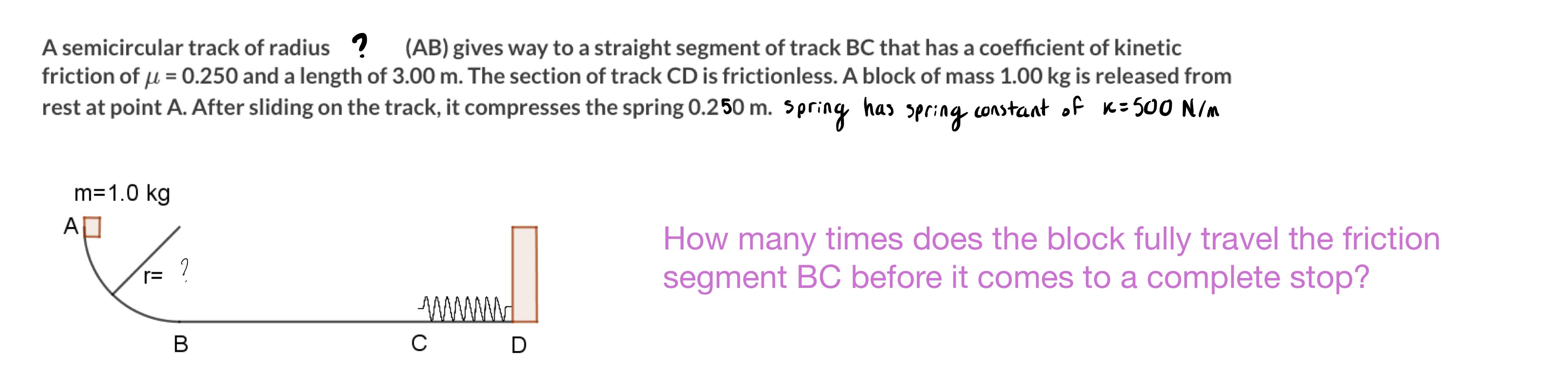 Solved A semicircular track of radius ? (AB) gives way to a | Chegg.com