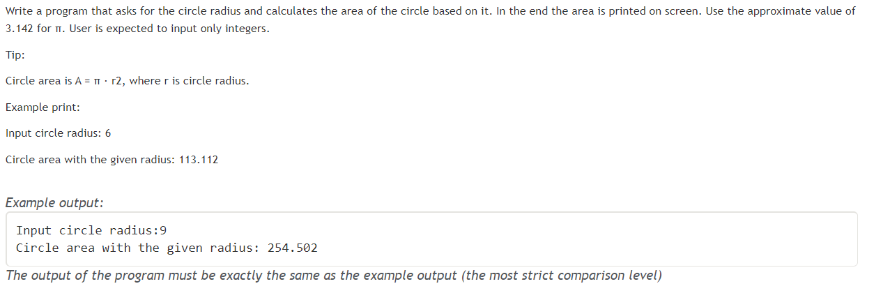 Solved Write a program that asks for the circle radius and | Chegg.com